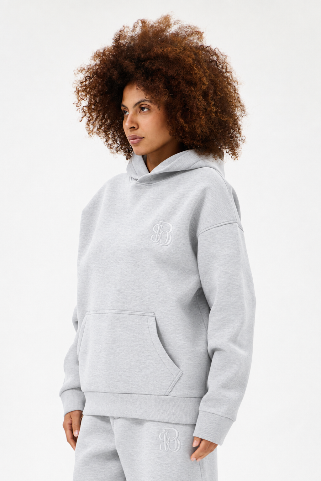 Grey Melange Panda Kumaş Kadın Sweatshirt
