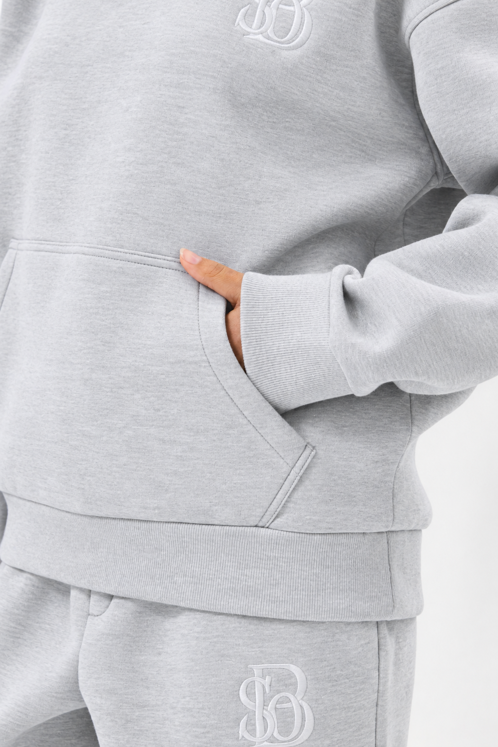 Grey Melange Panda Kumaş Kadın Sweatshirt