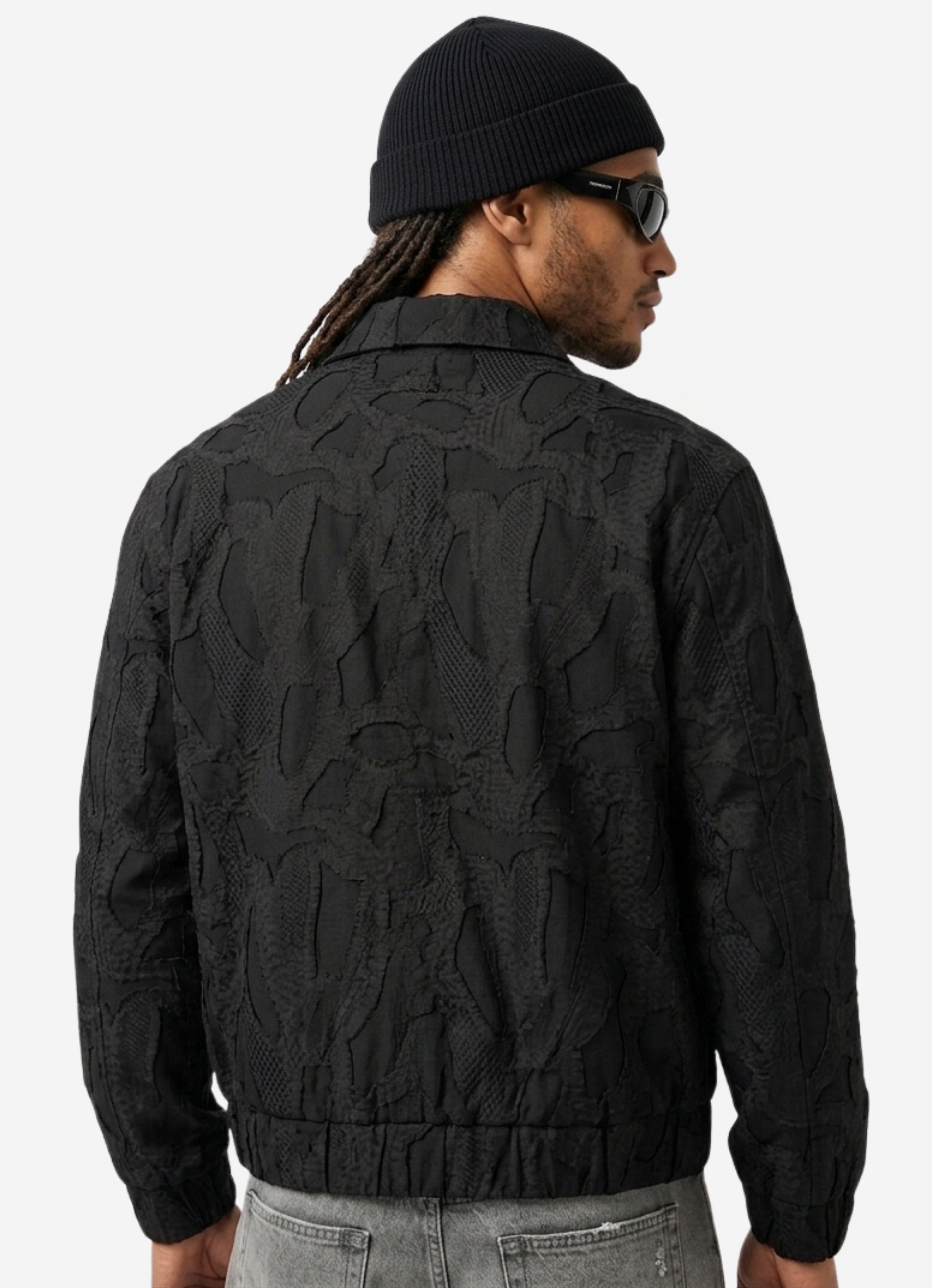Black Zipper Jakarlı Ceket