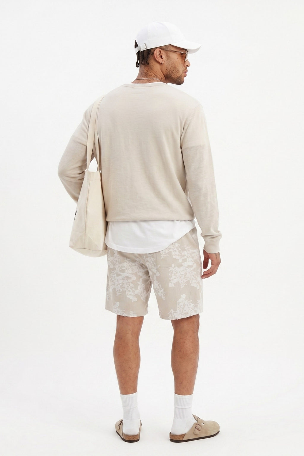 Beige Comfort Jakarlı Şort