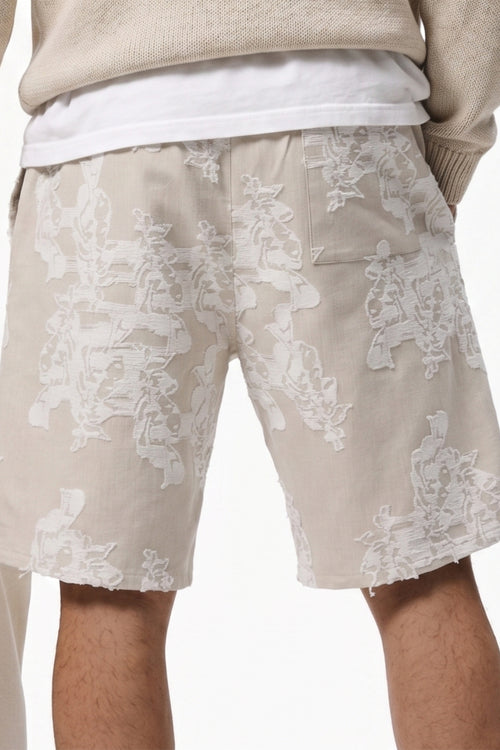 Beige Comfort Jakarlı Şort