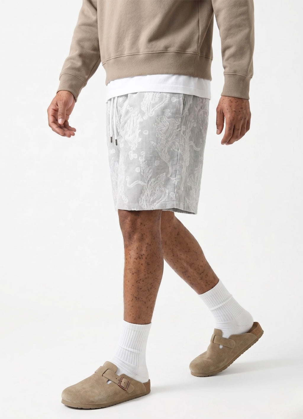 Brown Comfort Jakarlı Çizgili Şort