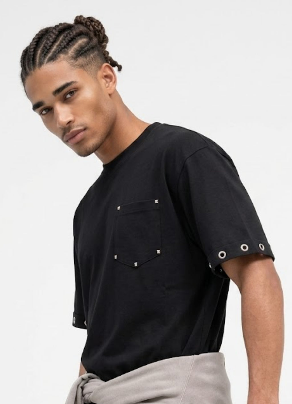 Black Kollar Kuş Gözü Detaylı Comfort T-shirt