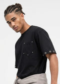 Black Kollar Kuş Gözü Detaylı Comfort T-shirt