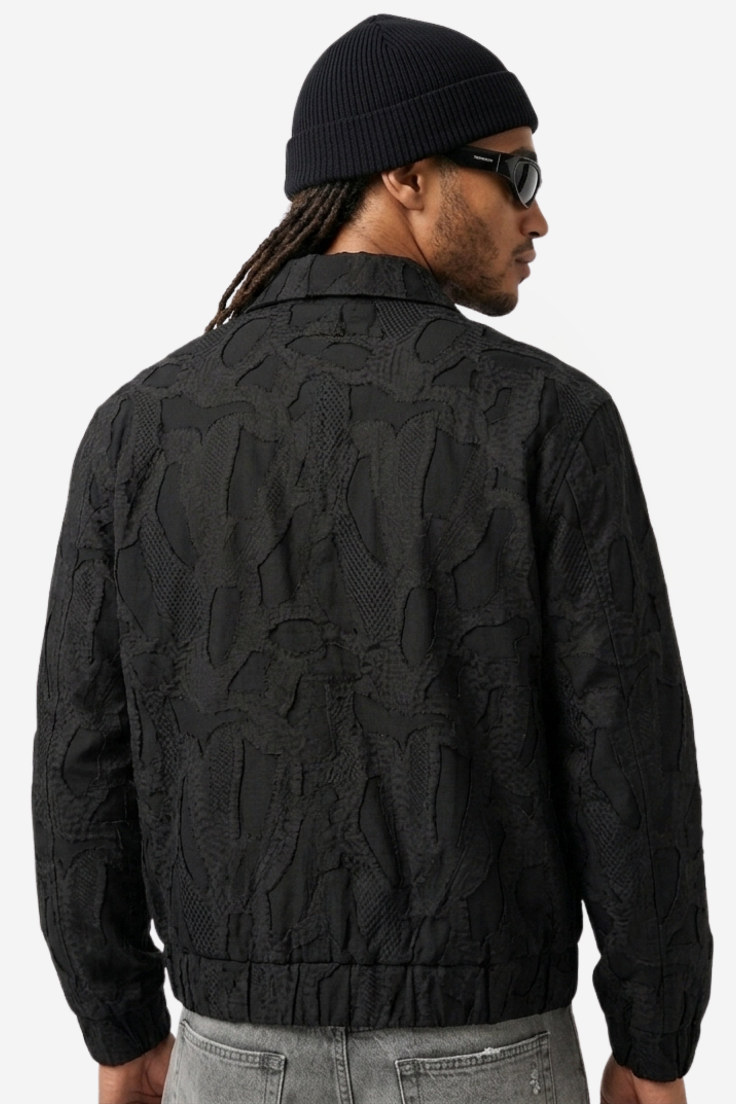Black Zipper Jakarlı Ceket