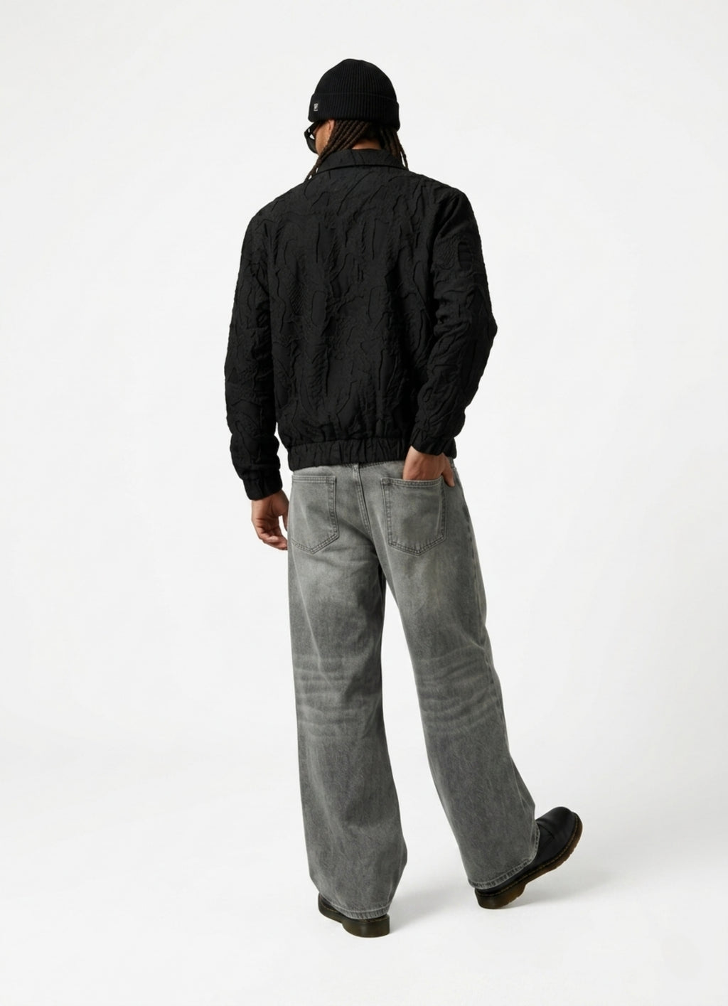 Black Zipper Jakarlı Ceket