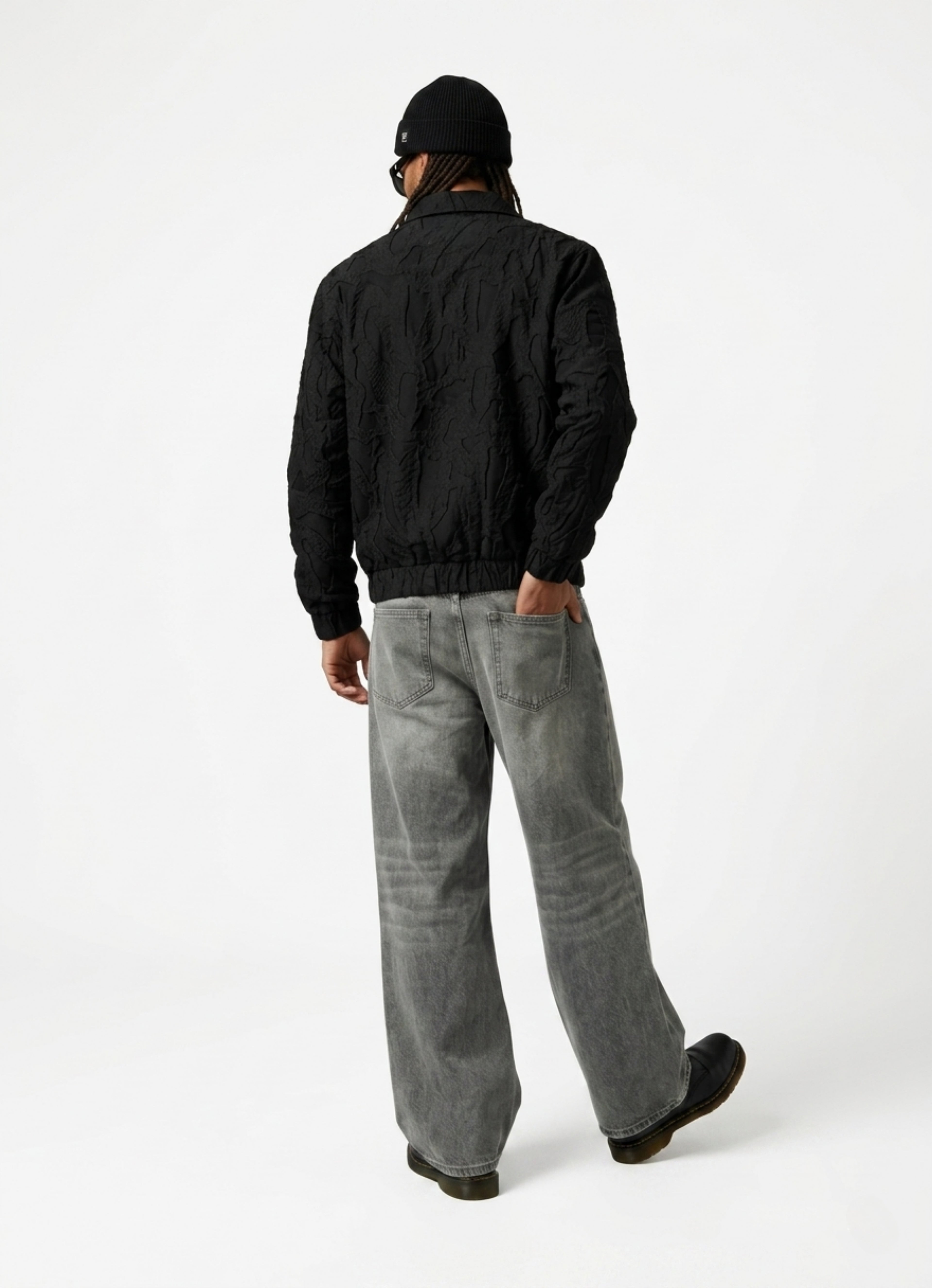 Black Zipper Jakarlı Ceket