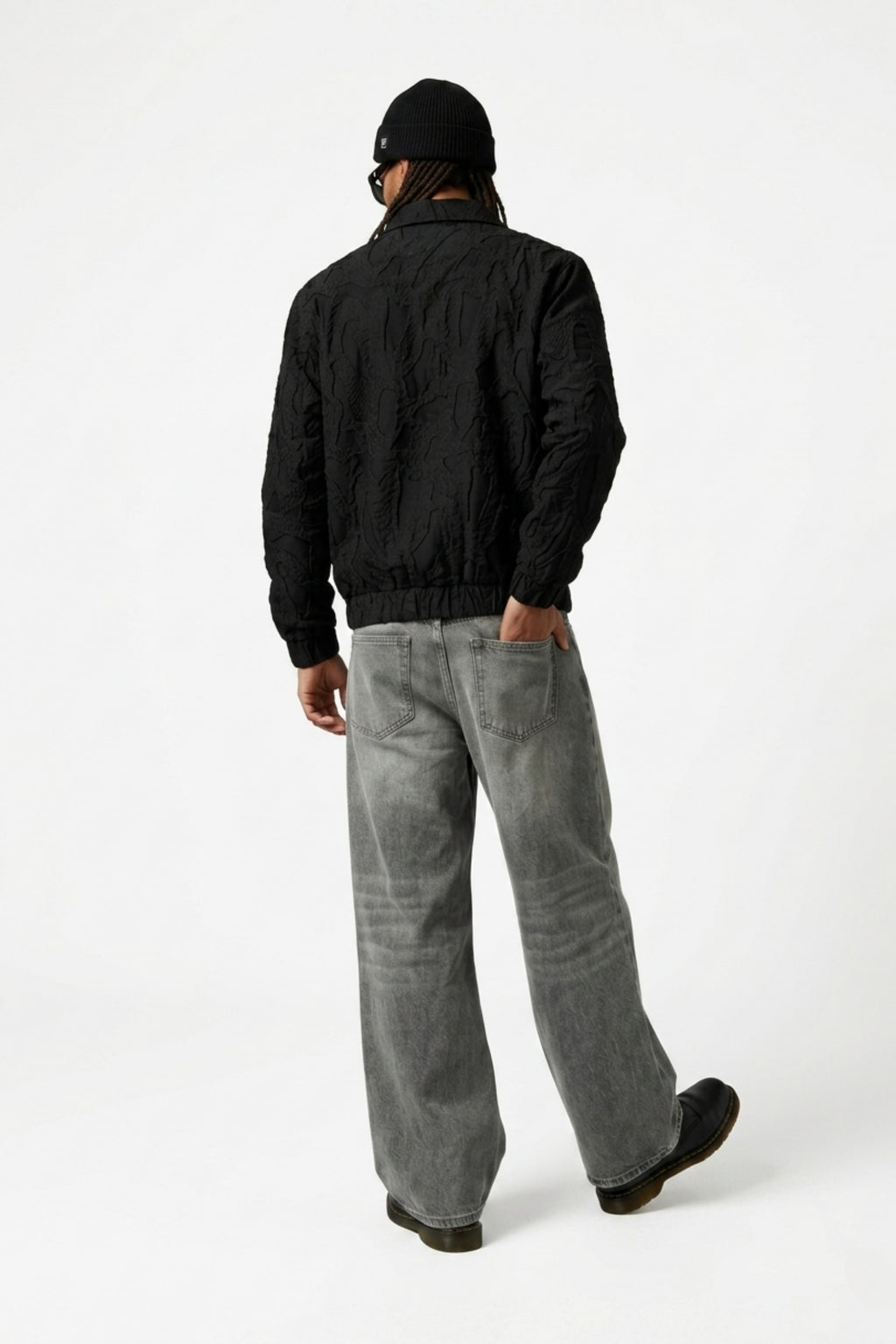 Black Zipper Jakarlı Ceket