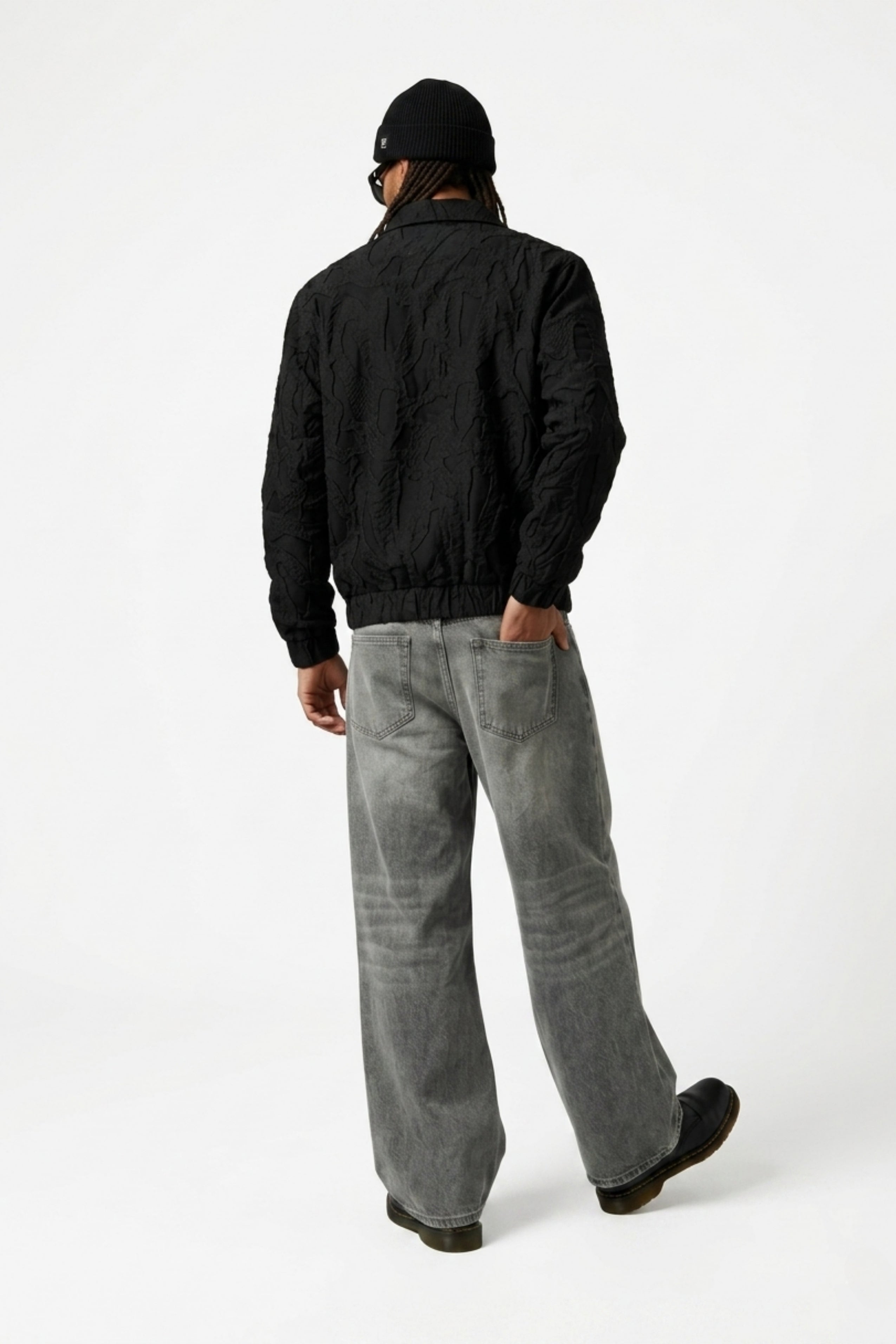 Black Zipper Jakarlı Ceket