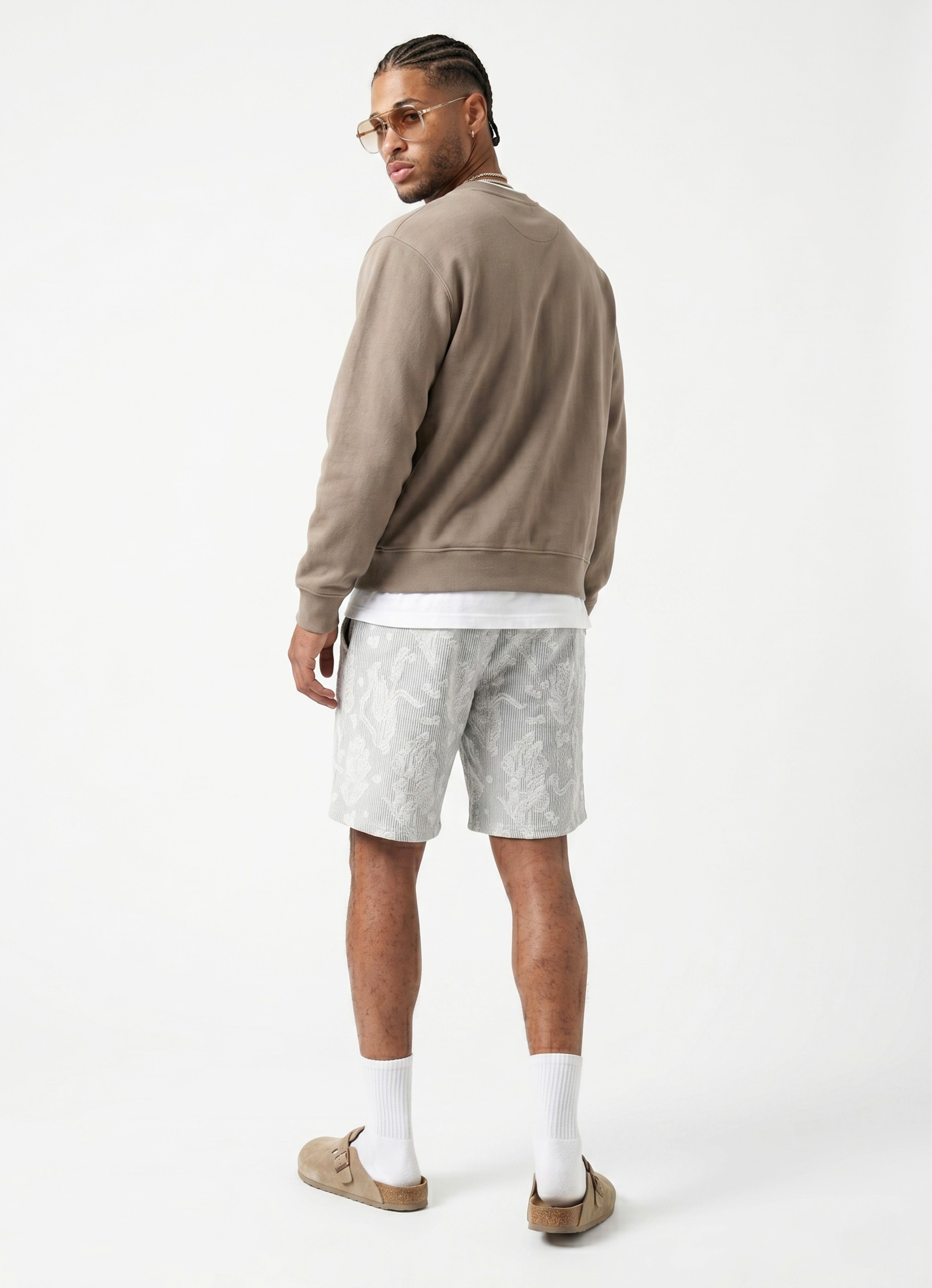 Brown Comfort Jakarlı Çizgili Şort