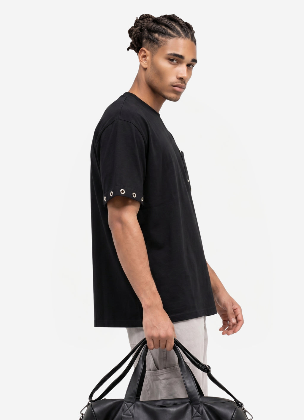 Black Kollar Kuş Gözü Detaylı Comfort T-shirt