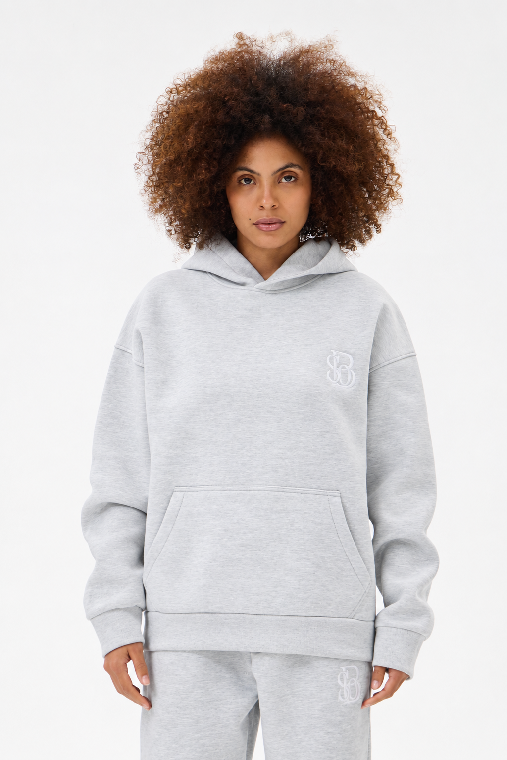 Grey Melange Panda Kumaş Kadın Sweatshirt