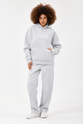 Grey Melange Panda Kumaş Kadın Sweatshirt Takım