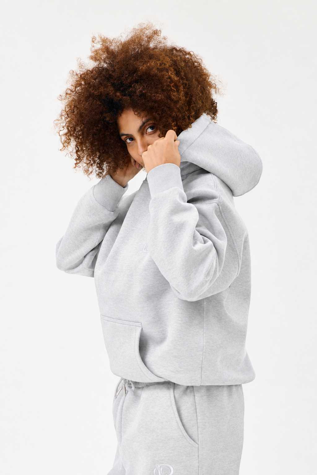 Grey Melange Panda Kumaş Kadın Sweatshirt