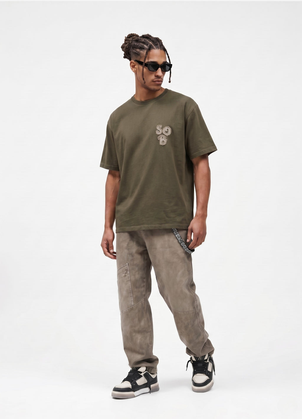Dark Green Aplike Detaylı Comfort T-shirt