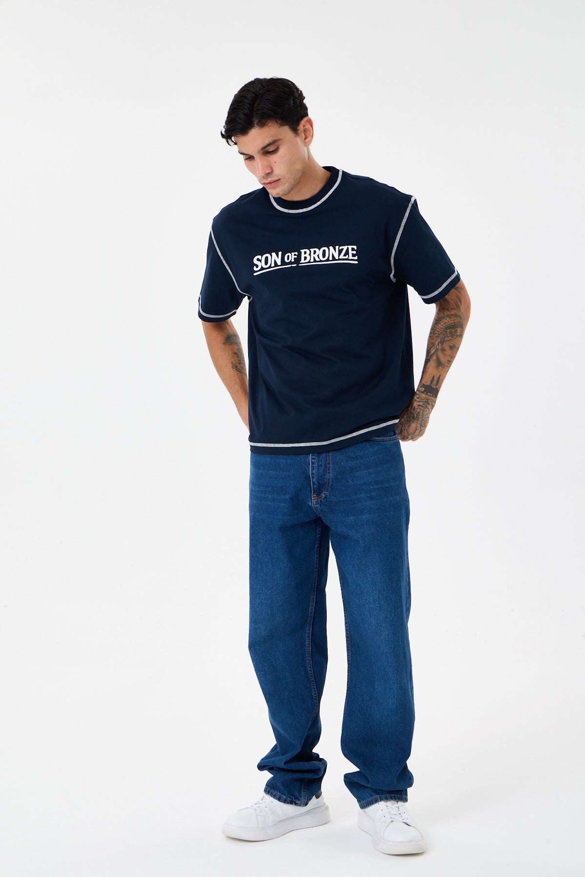 Navy Blue Signature Nakışlı Comfort T-shirt