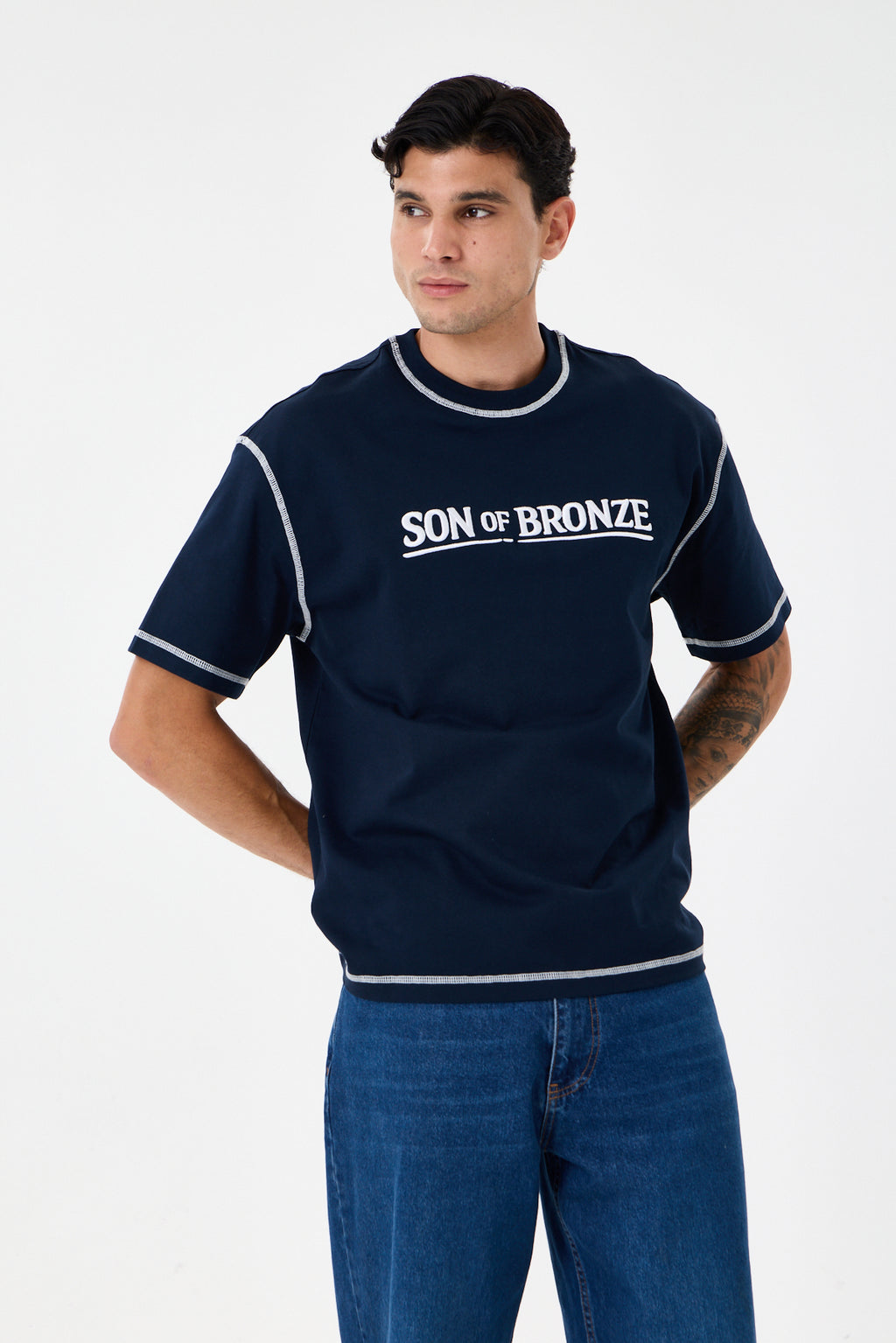 Navy Blue Signature Nakışlı Comfort T-shirt