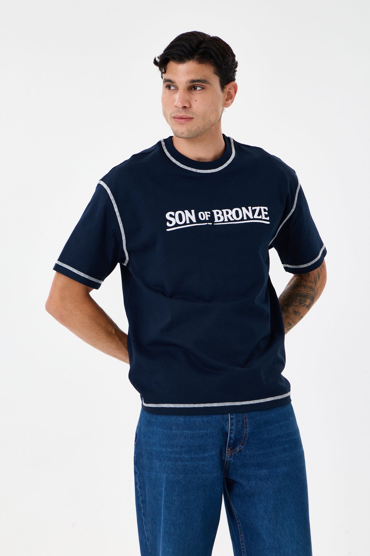 Navy Blue Signature Nakışlı Comfort T-shirt