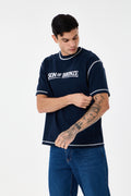 Navy Blue Signature Nakışlı Comfort T-shirt