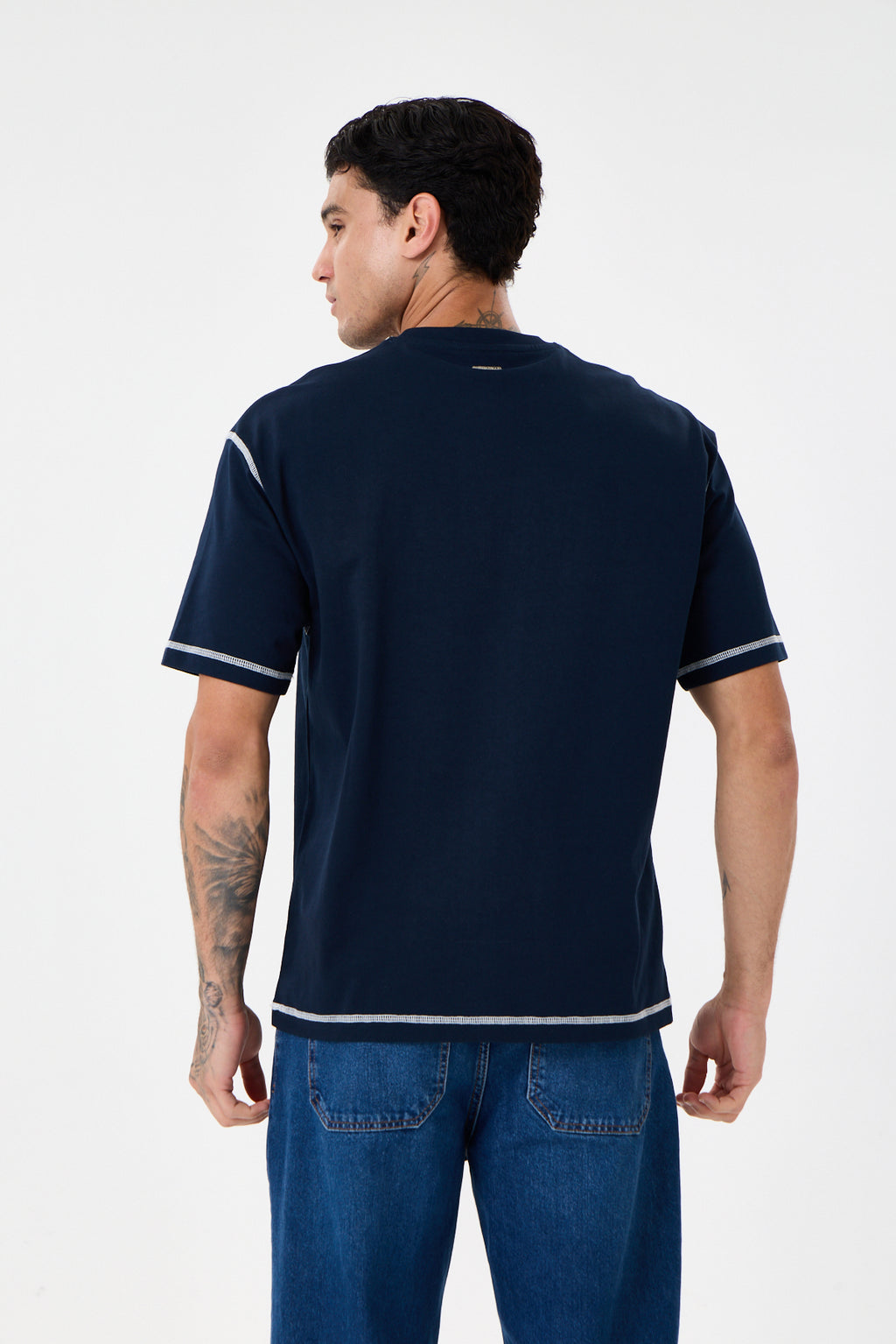 Navy Blue Signature Nakışlı Comfort T-shirt