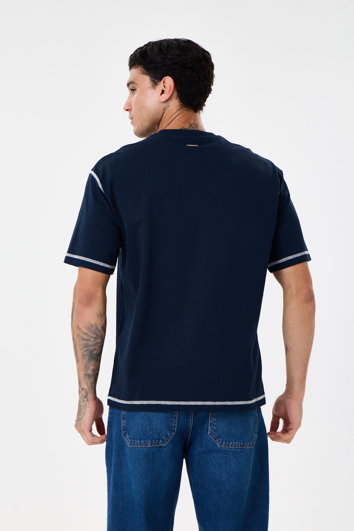 Navy Blue Signature Nakışlı Comfort T-shirt