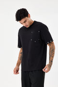 Black Kollar Kuş Gözü Detaylı Comfort T-shirt