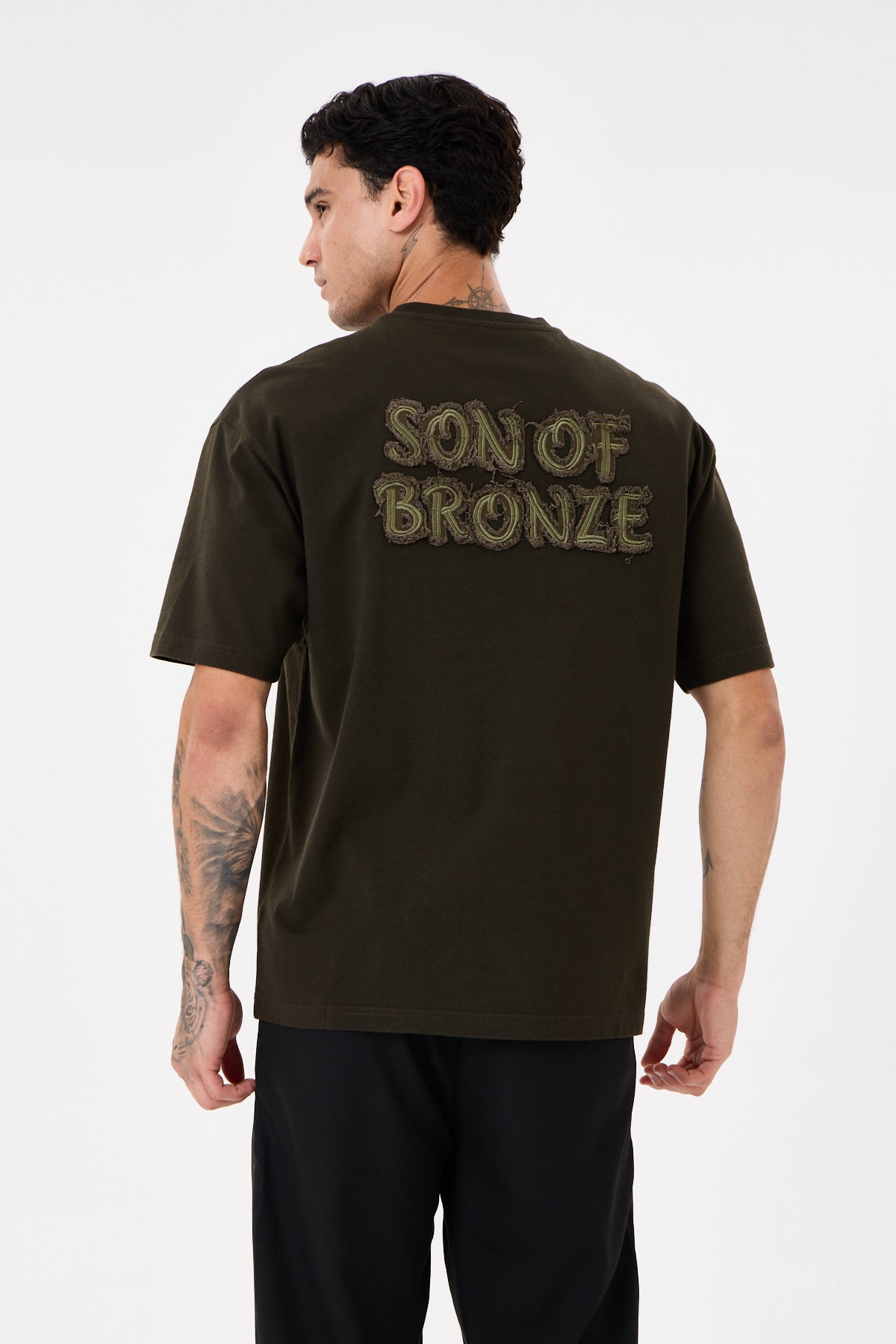 Dark Green Aplike Detaylı Comfort T-shirt