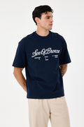 Navy Blue Eva Nakışlı Comfort T-shirt