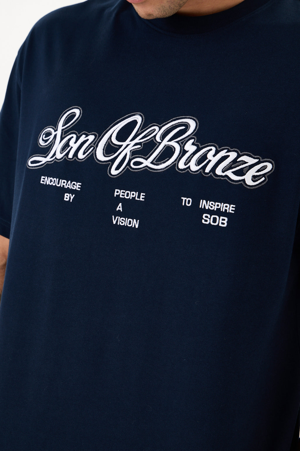 Navy Blue Eva Nakışlı Comfort T-shirt