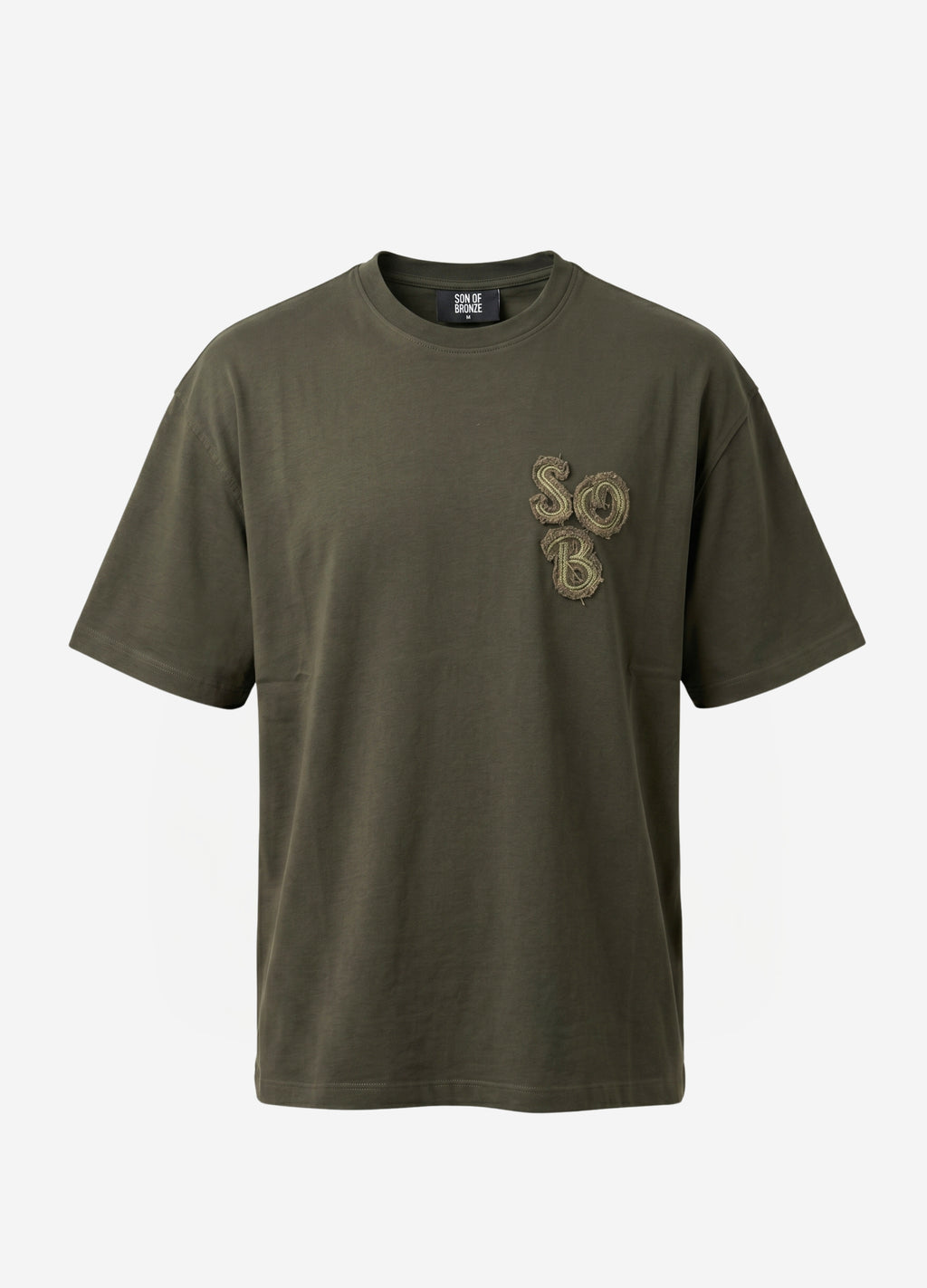 Dark Green Aplike Detaylı Comfort T-shirt
