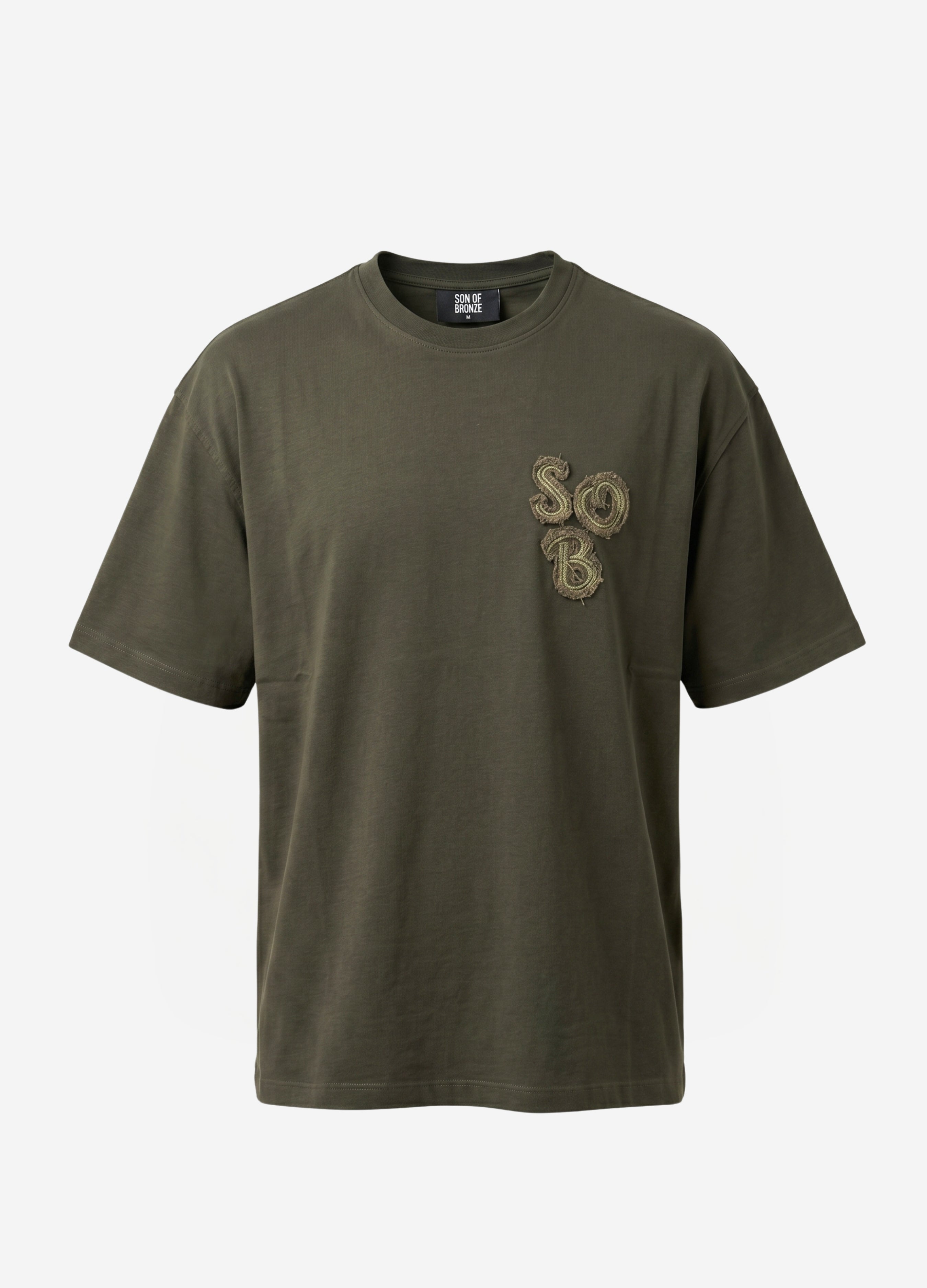 Dark Green Aplike Detaylı Comfort T-shirt