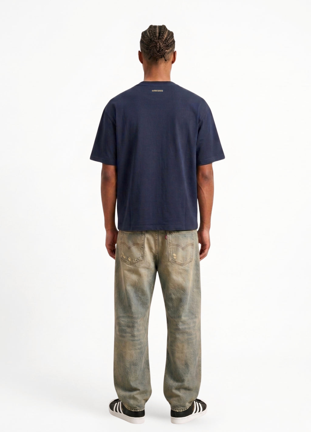 Navy Blue Eva Nakışlı Comfort T-shirt