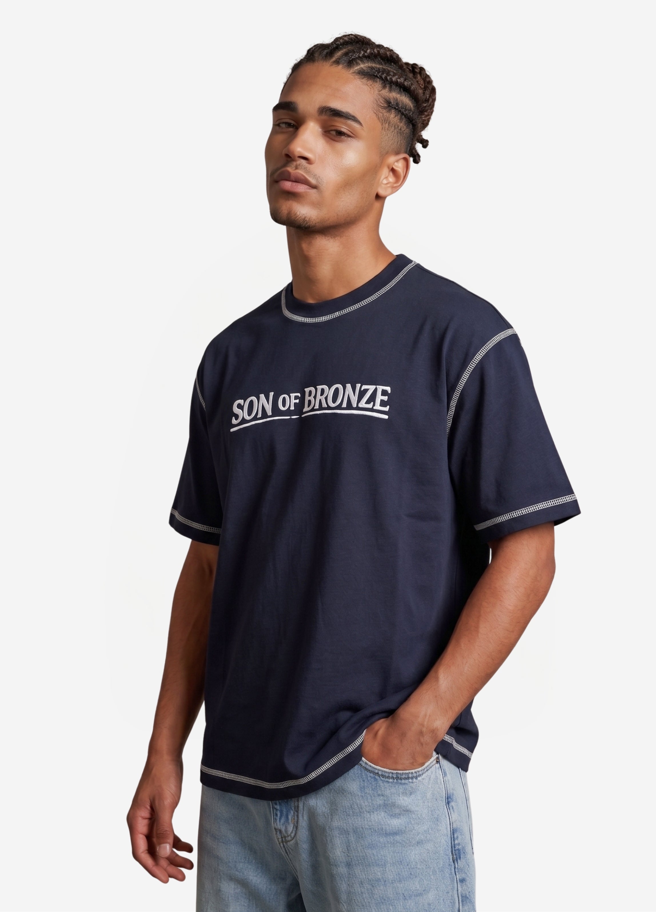 Navy Blue Signature Nakışlı Comfort T-shirt