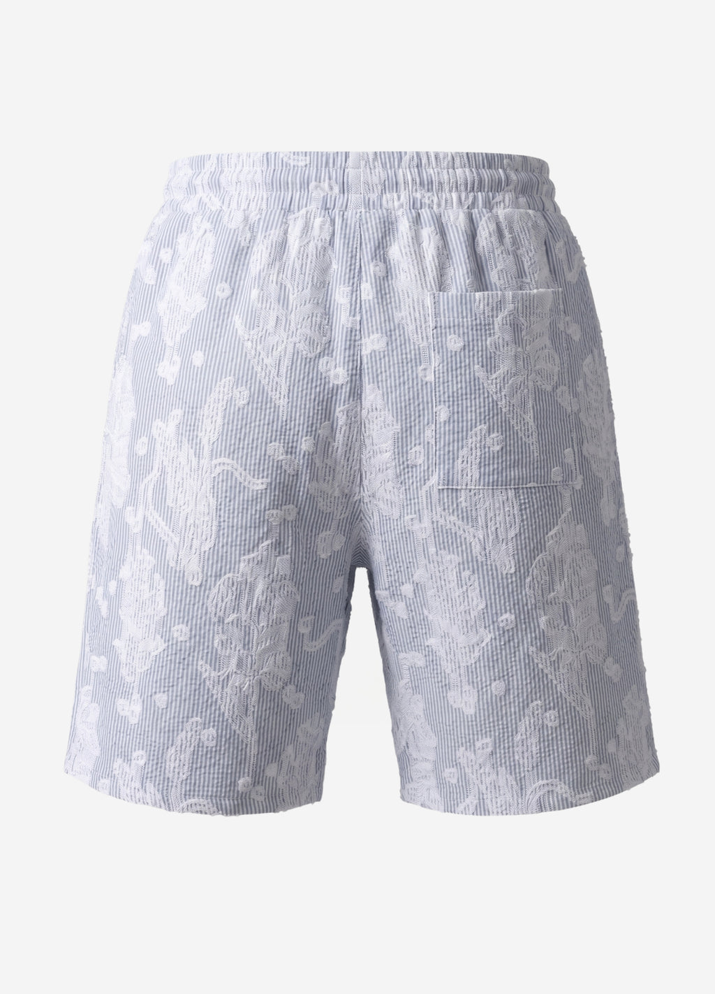 Navy Blue Comfort Jakarlı Çizgili Şort