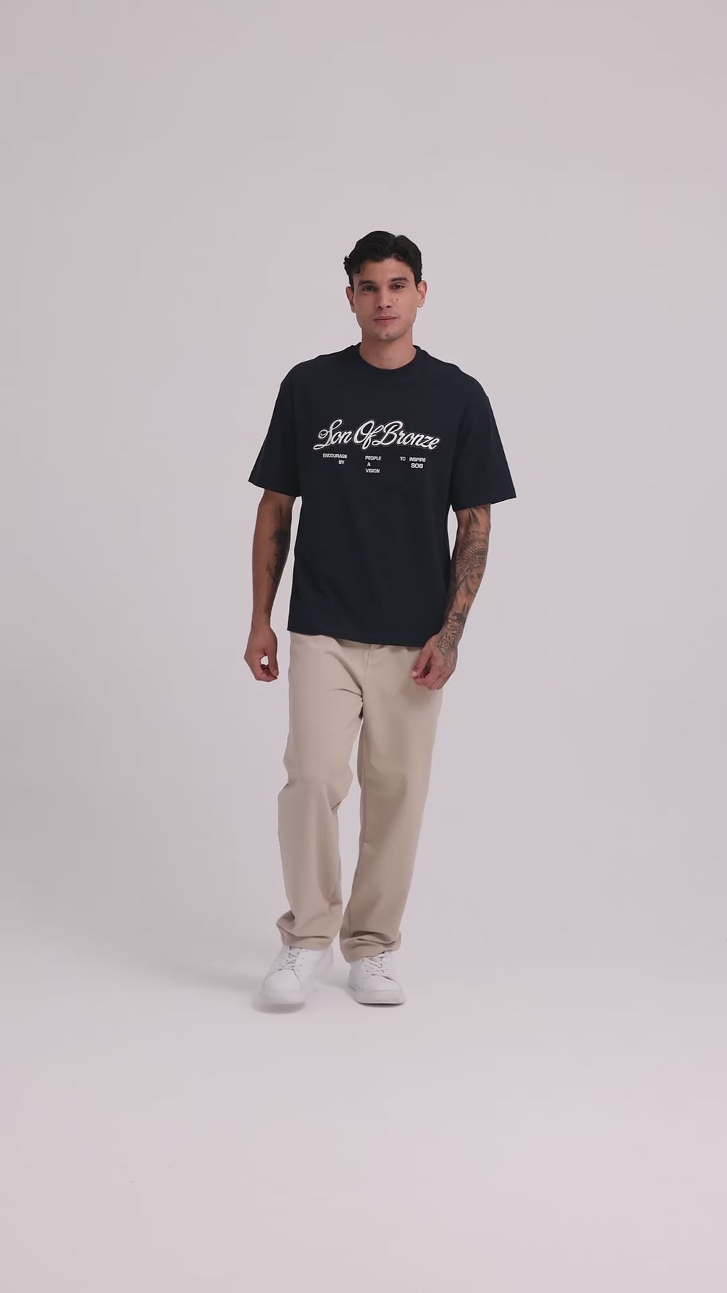 Navy Blue Eva Nakışlı Comfort T-shirt