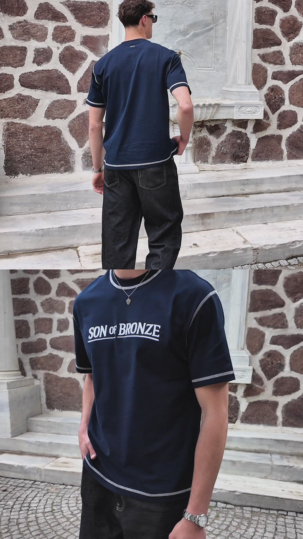 Navy Blue Signature Nakışlı Comfort T-shirt
