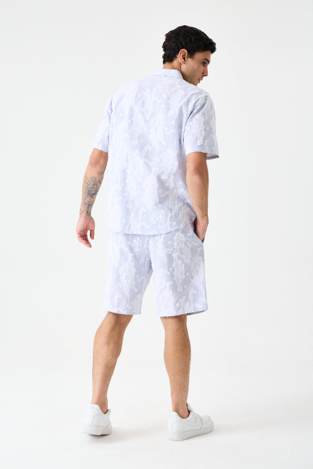 Navy Blue Cep Detaylı Comfort Çizgili Gömlek