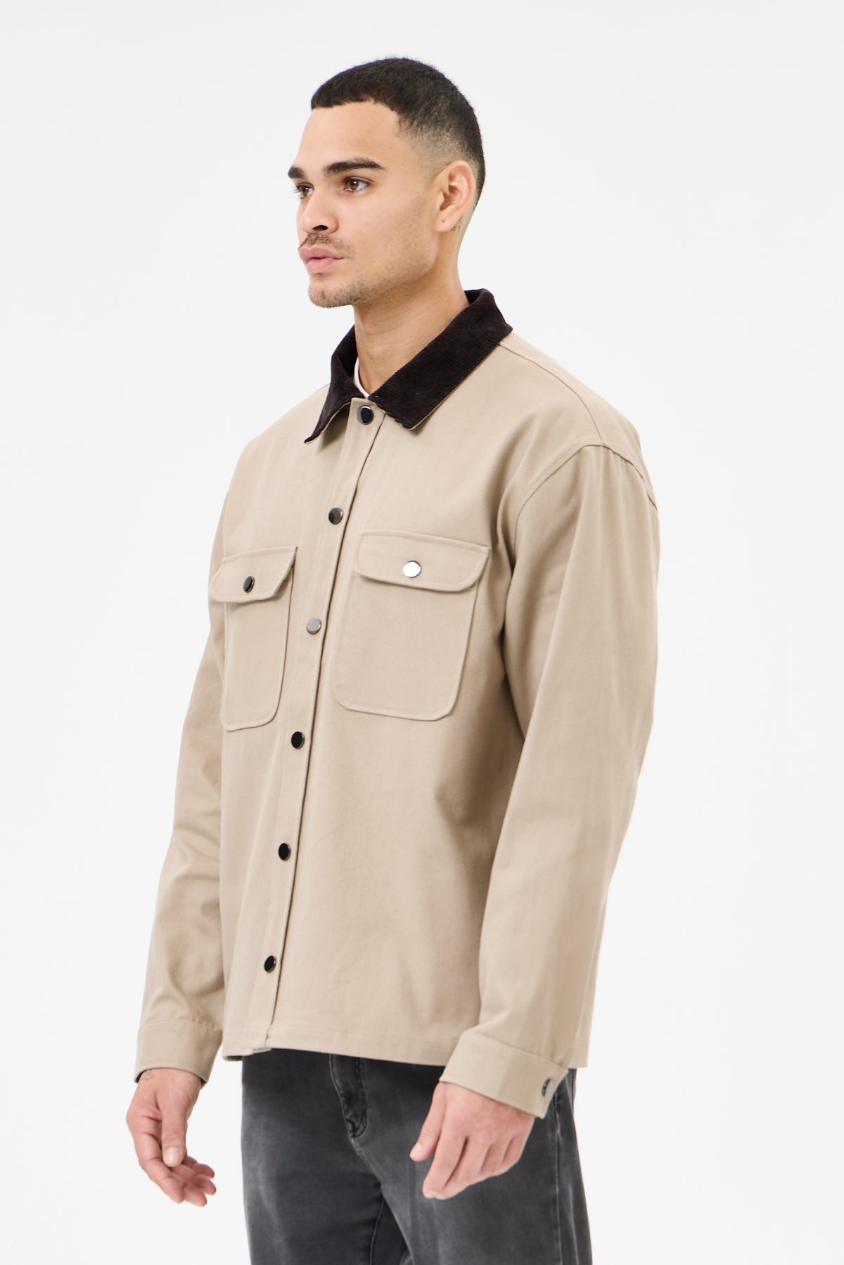 Bej Çıtçıt Detaylı Gabardin Ceket