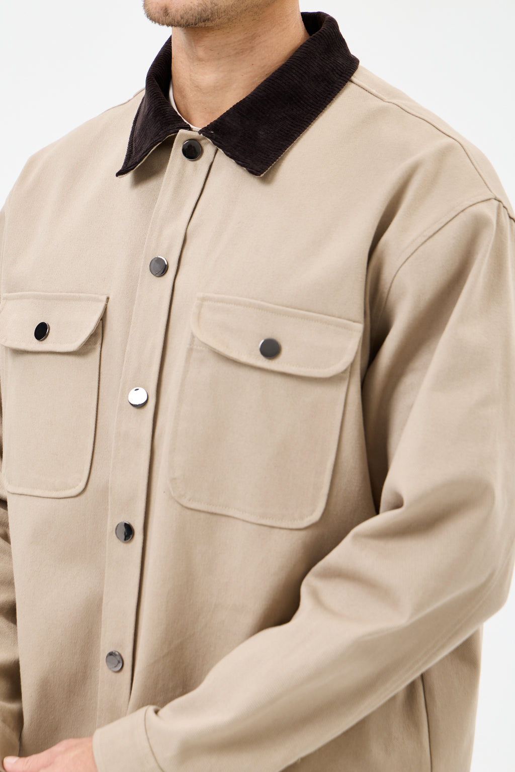 Bej Çıtçıt Detaylı Gabardin Ceket