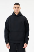 Siyah Panda Kumaş Kapüşonlu Sweatshirt