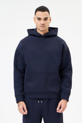 Lacivert Panda Kumaş Kapüşonlu Sweatshirt
