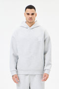 Grey Melange Panda Kumaş Kapüşonlu Erkek Sweatshirt
