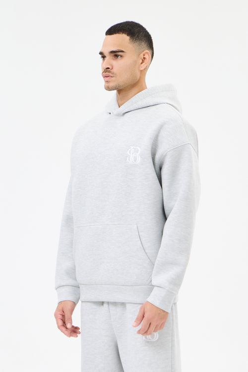Grey Melange Panda Kumaş Kapüşonlu Erkek Sweatshirt
