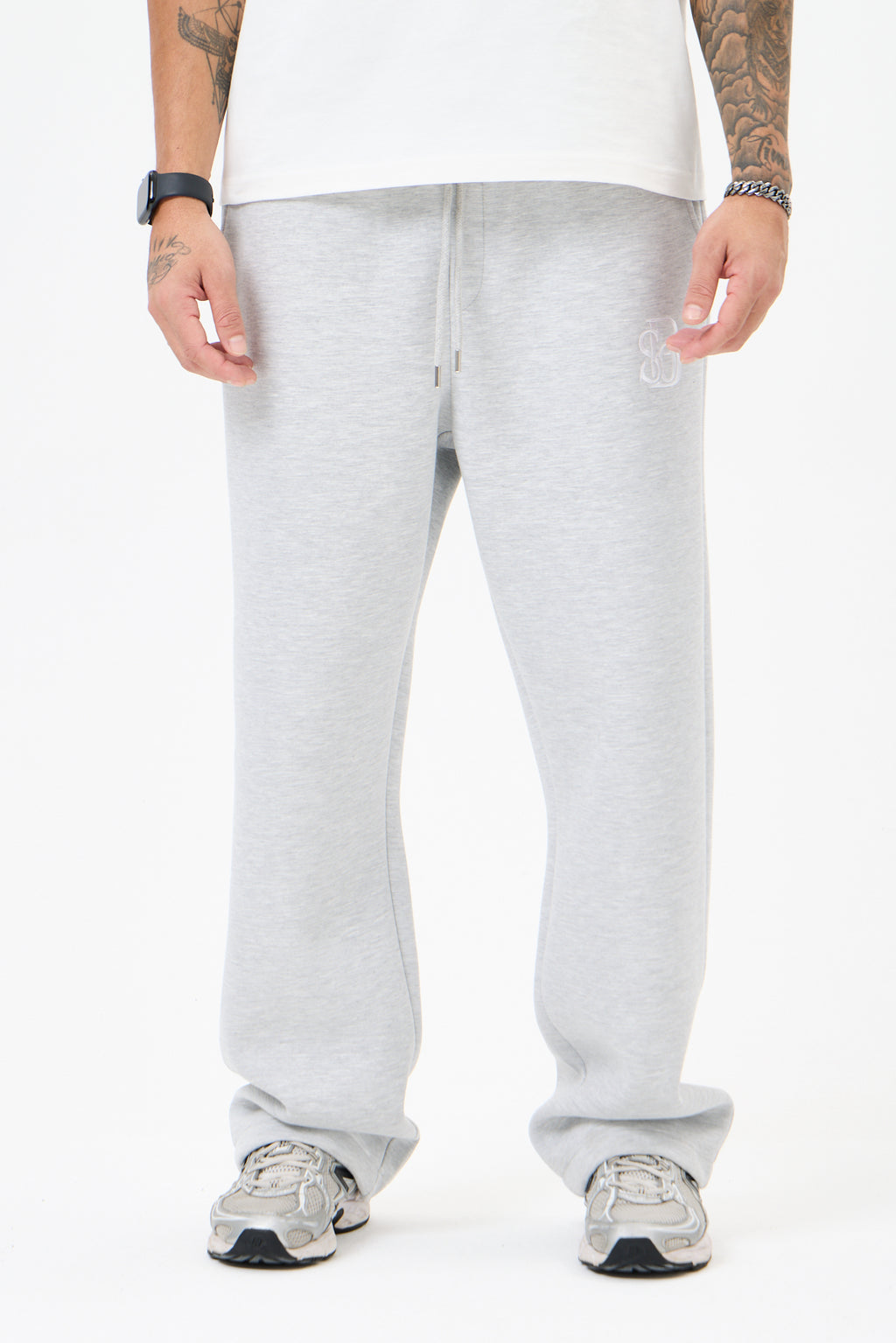 Grey Melange Panda Kumaş Eşofman Altı