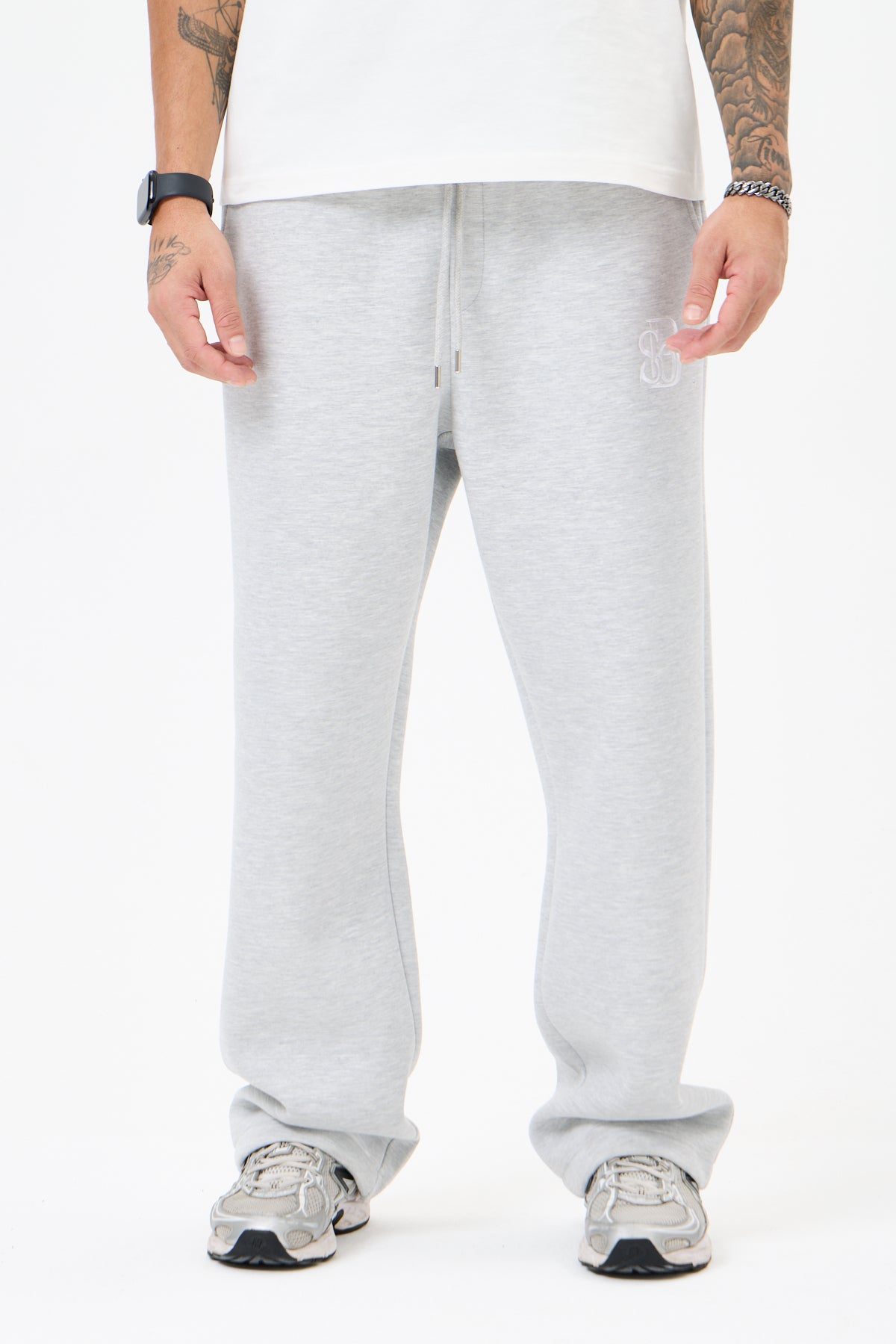 Grey Melange Panda Kumaş Eşofman Altı