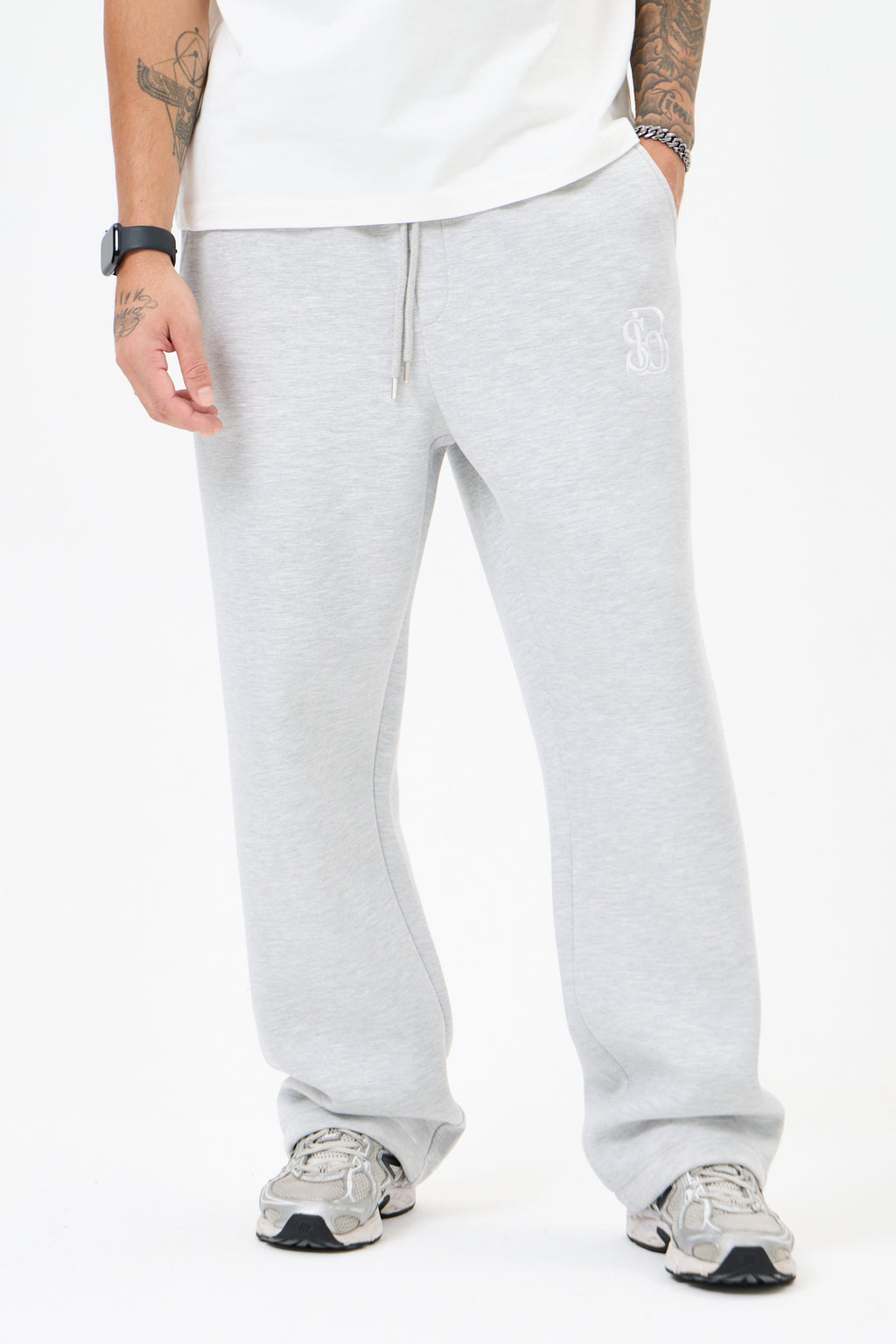 Grey Melange Panda Kumaş Eşofman Altı