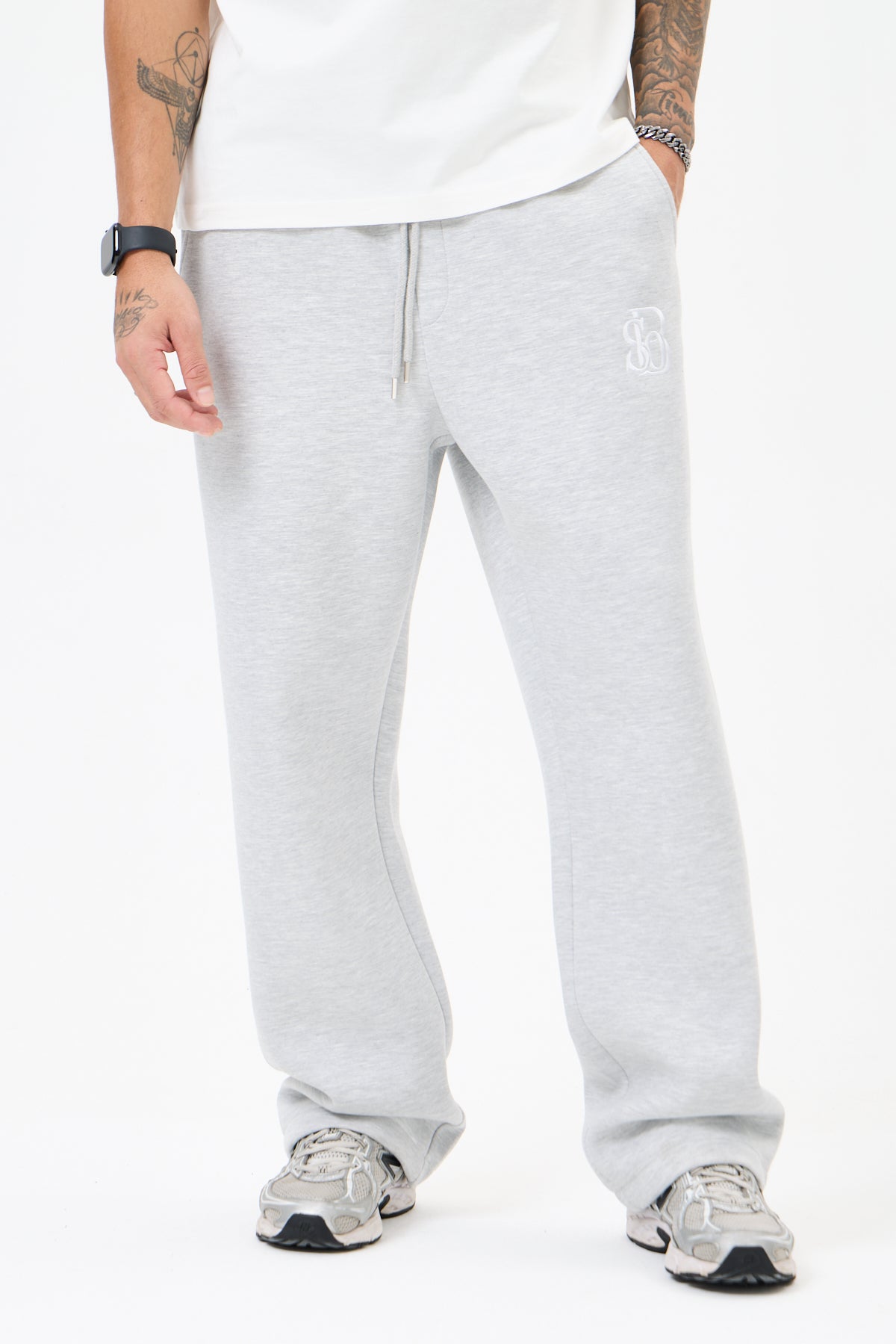 Grey Melange Panda Kumaş Eşofman Altı