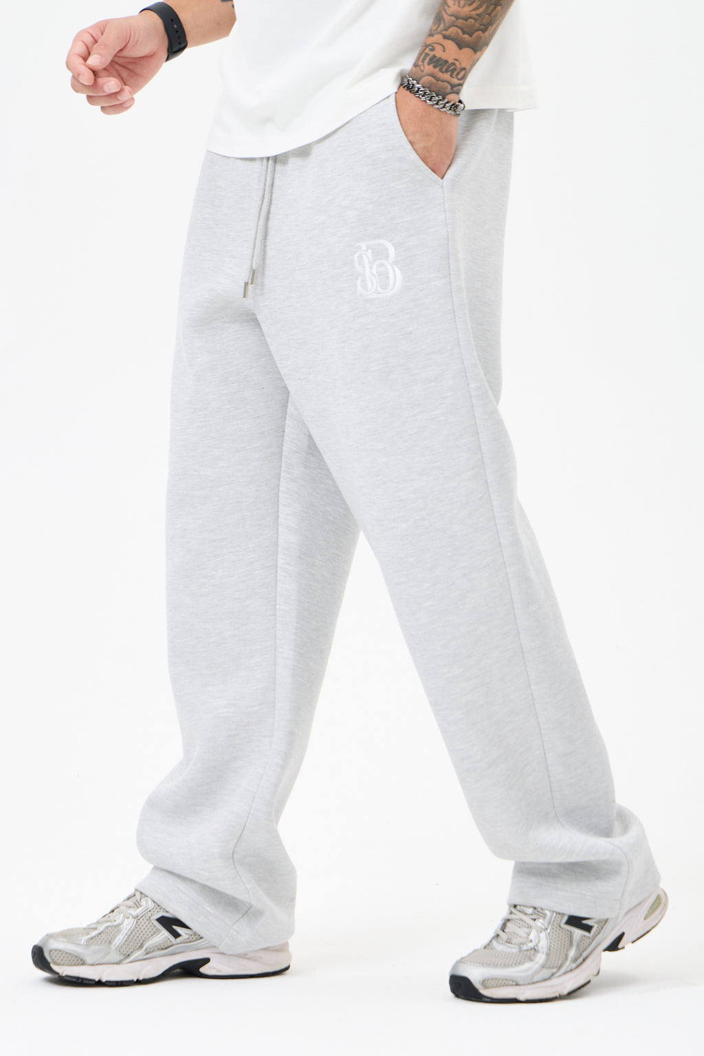 Grey Melange Panda Kumaş Eşofman Altı