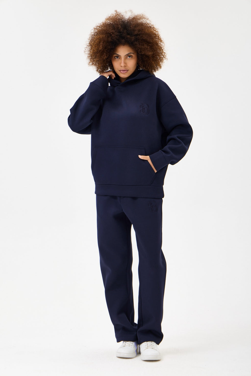 Lacivert Panda Kumaş Kadın Sweatshirt Takım