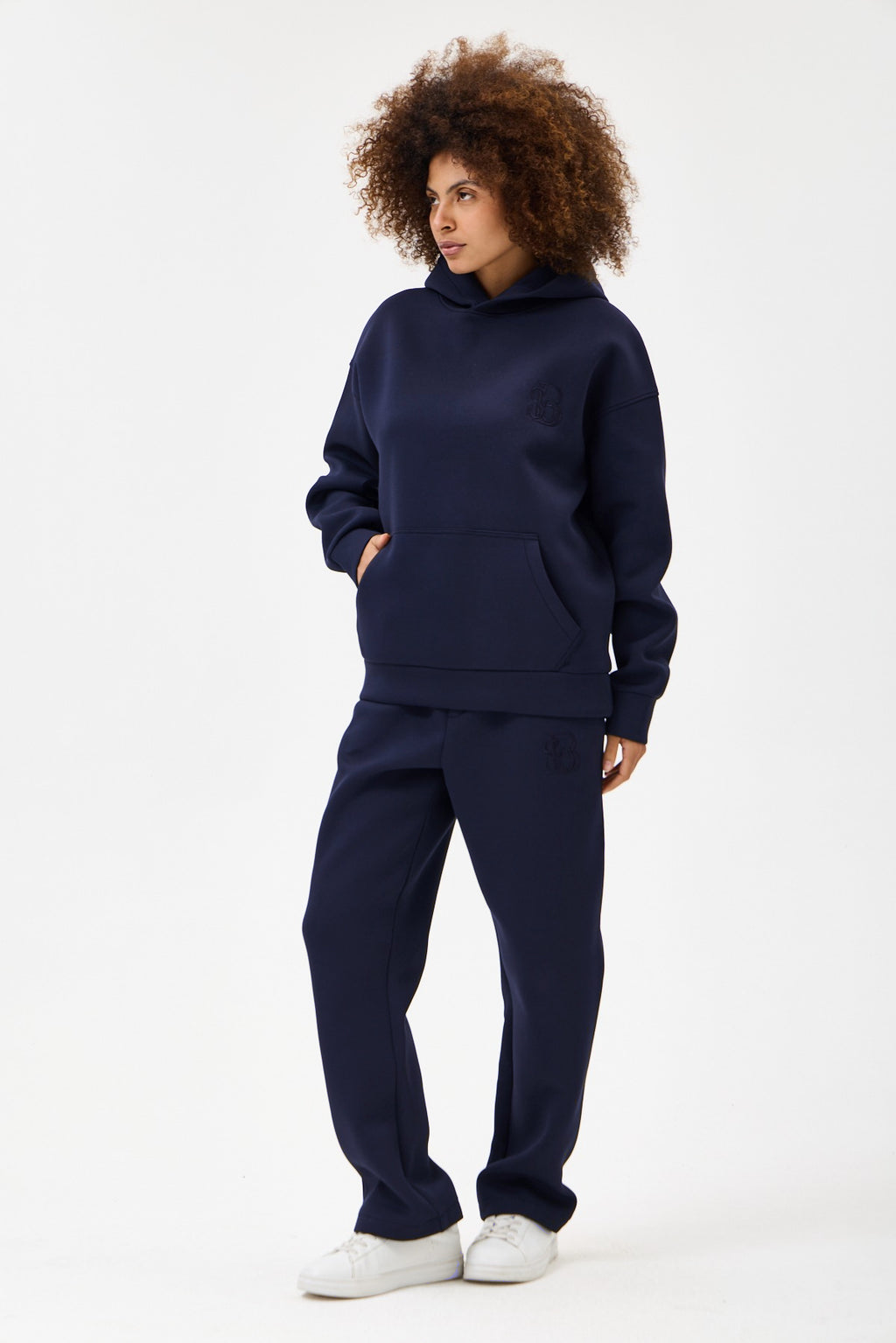 Lacivert Panda Kumaş Kadın Sweatshirt Takım